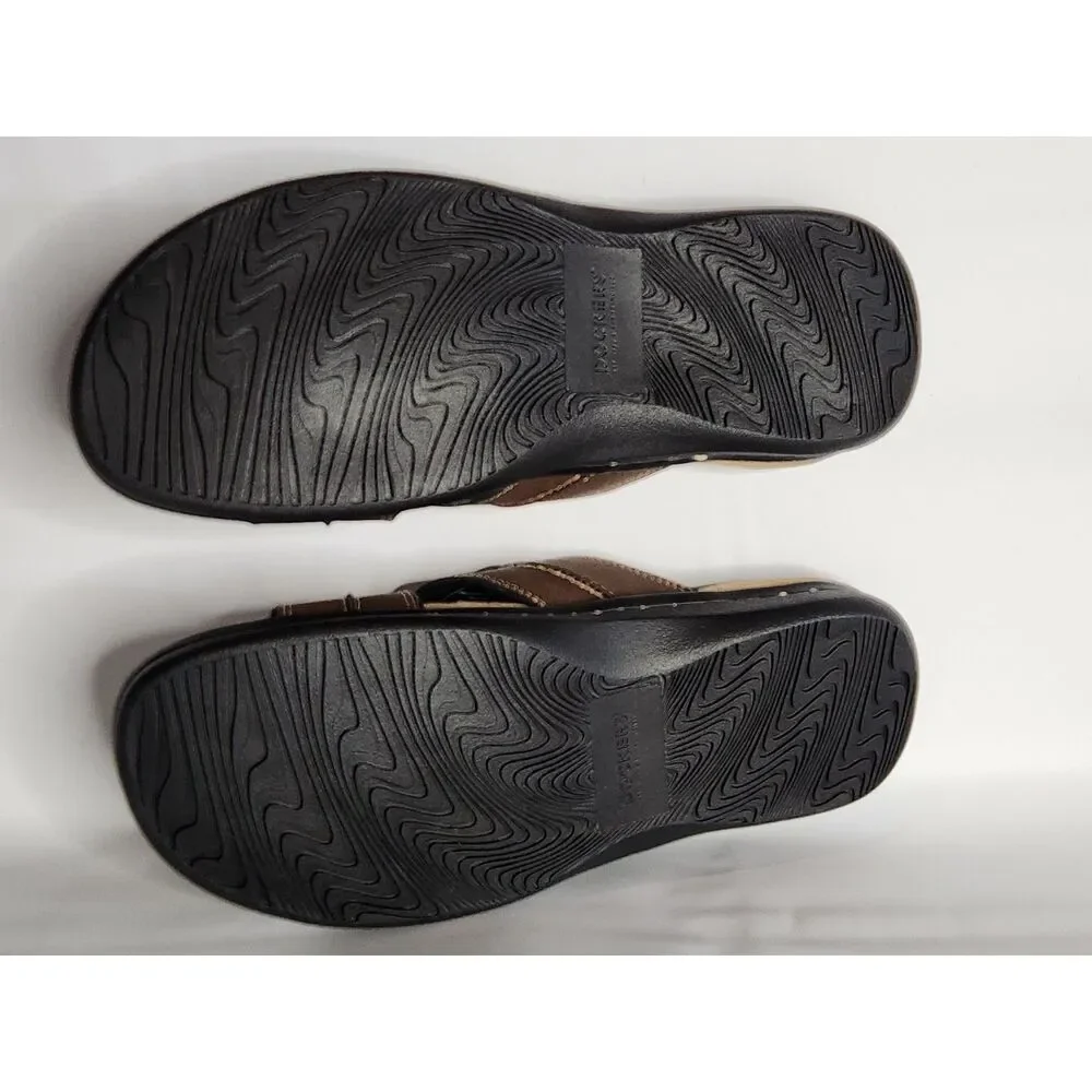 Dockers Memory Foam Fusion Footbed Sandals Men’s 8M Brown Slide Comfort